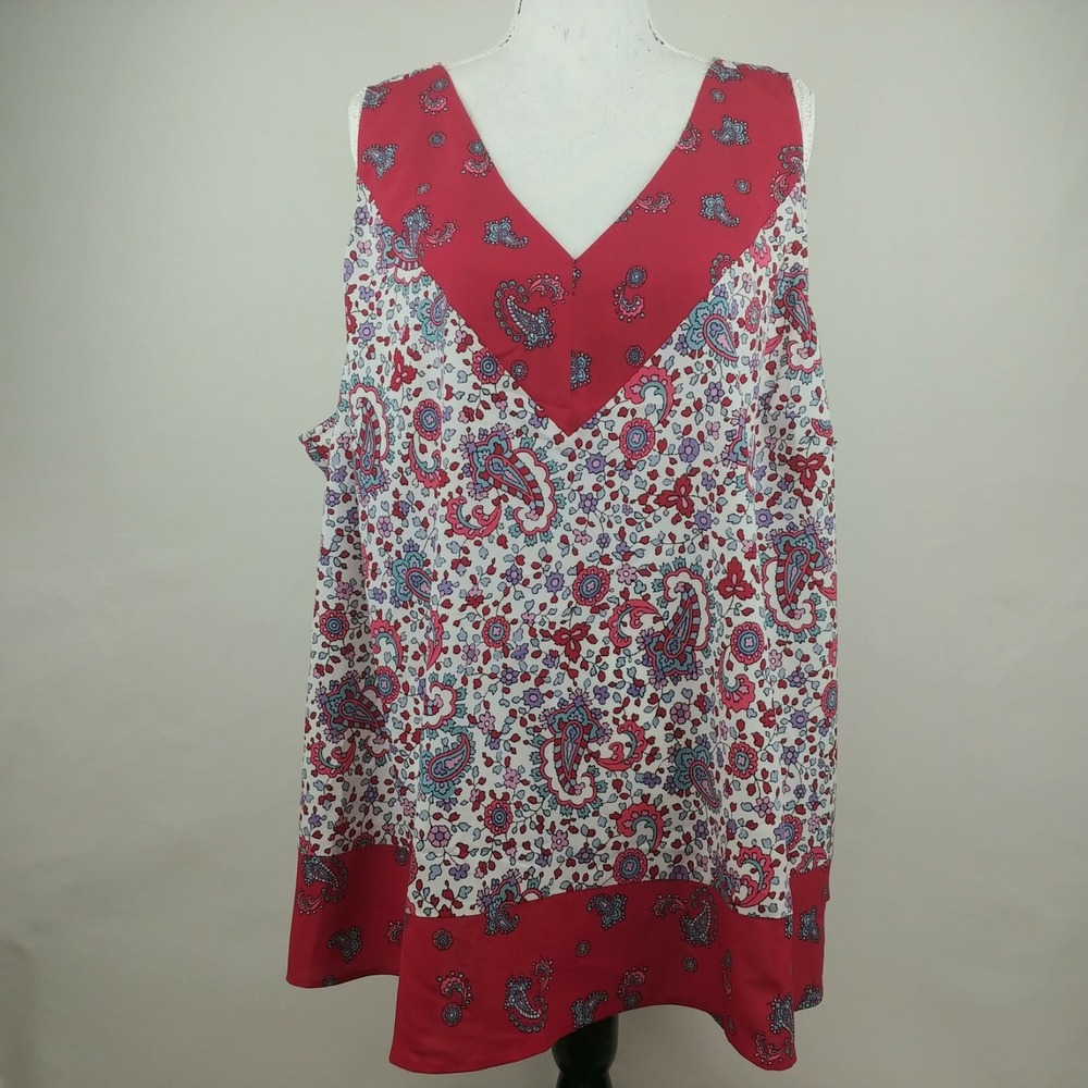 New Women's Plus Lane Bryant Paisley Sleeveless Tunic V-Neck Size 26 - Picture 1 of 4